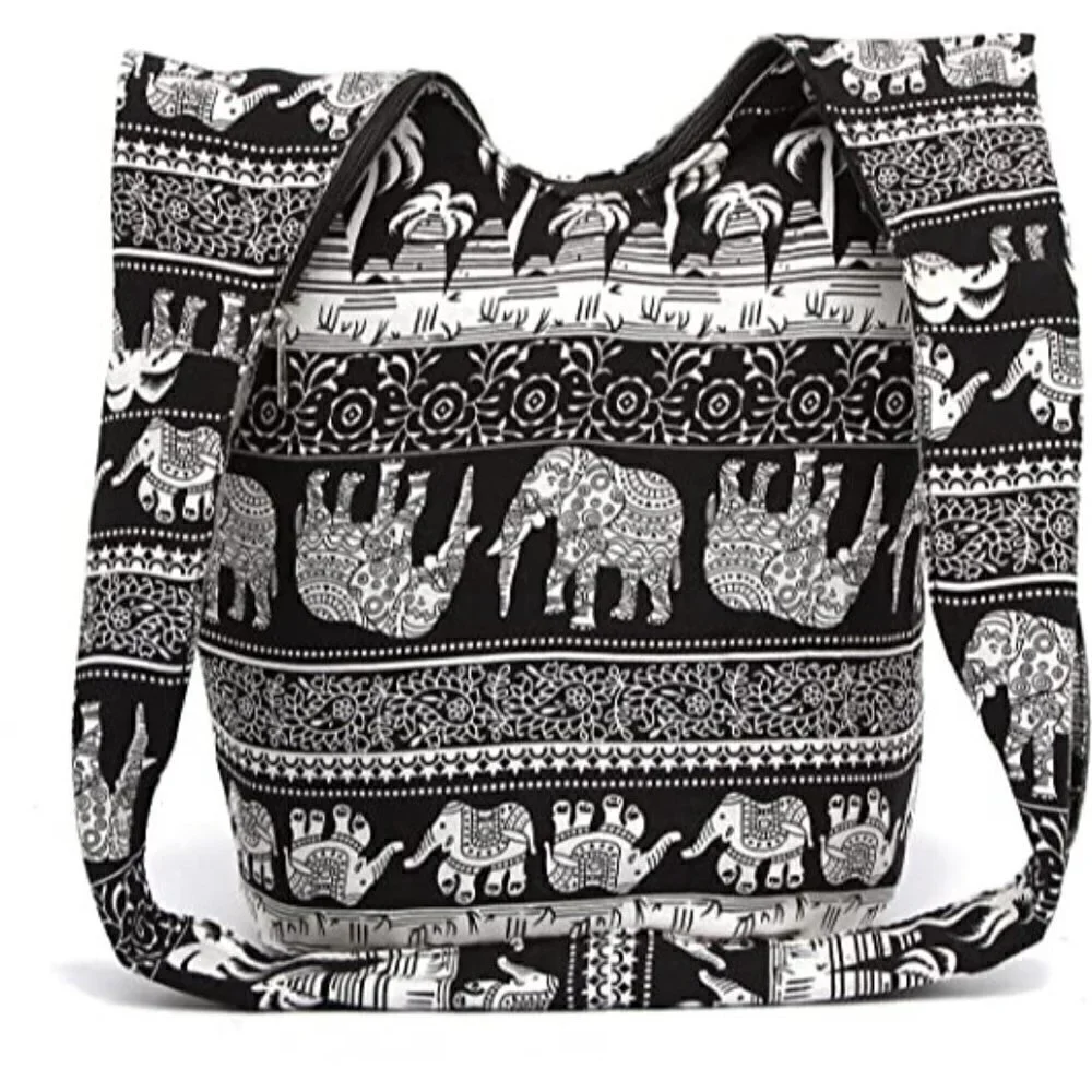 𝅺🆕 Hobo Fashion canvas Shoulder Bag Hippie Crossbody Bohemian Animal Print NWT